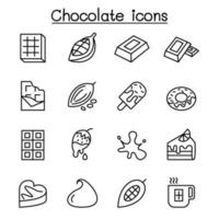 cacao, chocolat, icône de cacao dans un style de ligne mince vecteur