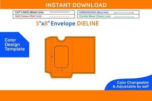 invitation afficher enveloppe 5x8 pouce dieline modèle et 3d enveloppe Couleur conception modèle vecteur