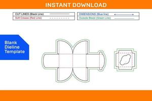 tasse gâteau boîte avec insérer pliant cadeau boîte dieline modèle et 3d boîte Vide dieline modèle vecteur