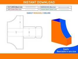 document stocker boîte dieline modèle et 3d boîte conception boîte dieline et 3d boîte vecteur