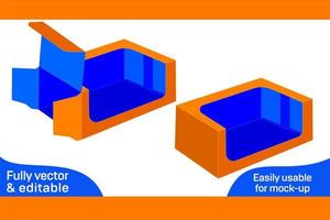 2 côté fenêtre incroyable boîte mourir Couper modèle et 3d boîte conception 3d boîte vecteur