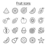 icônes de fruits définies dans un style de ligne mince vecteur