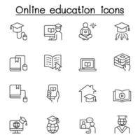 icônes d & # 39; éducation en ligne définies dans un style de ligne mince