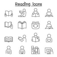 lecture d & # 39; icônes définies dans un style de ligne mince vecteur