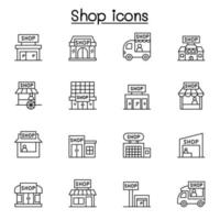 ensemble d'icônes de ligne de magasin. vecteur