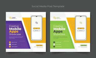 Créatif mobile app promotion social médias Publier et la toile bannière modèle, modifiable minimal carré mobile app promotion social médias Publier bannière modèle vecteur