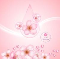 Cerise fleurir, Sakura branche avec rose fleurs illustration. vecteur