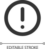 circulaire en forme de exclamation marque pixel parfait linéaire ui icône. avertissement. notification alerte. interface graphique, ux conception. contour isolé utilisateur interface élément pour app et la toile. modifiable accident vasculaire cérébral vecteur