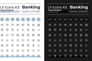 bancaire glyphe ui Icônes ensemble pour sombre, lumière mode. argent transactions. silhouette symboles pour nuit, journée thèmes. solide pictogrammes. vecteur isolé des illustrations