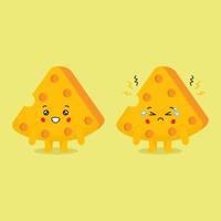 personnages de fromage mignons souriants et tristes vecteur