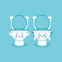 Personnages mignons de cuvette de toilette souriant et triste vecteur