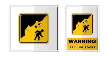 chute rochers avertissement signe étiquette symbole icône vecteur illustration