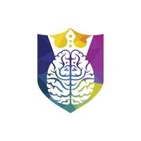 création de logo vectoriel roi intelligent. cerveau humain avec conception d'icône de couronne.