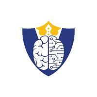 création de logo vectoriel roi intelligent. cerveau humain avec conception d'icône de couronne.