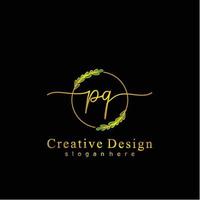 initiale pq beauté monogramme et élégant logo conception, écriture logo de initiale signature, mariage, mode, floral et botanique logo concept conception. vecteur