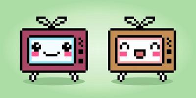 Pixel 8 bits de la télévision classique. télévision kawaii en illustration vectorielle. vecteur