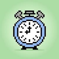 Alarme d'horloge pixel 8 bits pour les ressources de jeu et les motifs de point de croix dans les illustrations vectorielles. vecteur