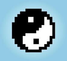 logo pixel 8 bits yin yang dans des illustrations vectorielles pour les ressources de jeu ou les motifs de point de croix vecteur