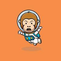 mignonne singe astronaute souriant dessin animé illustration vecteur