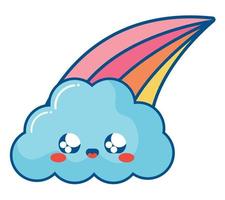 kawaii nuage et arc en ciel vecteur