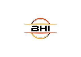 bhi lettre royalties ellipse forme logo. bhi brosse art logo. bhi logo pour une entreprise, entreprise, et commercial utiliser. vecteur