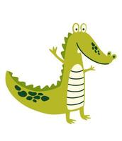 dessin animé crocodile. sauvage animal pour zoo publicité, la nature concept, les enfants livre illustrant. Sud Amérique faune. vecteur isoler illustration sur blanc Contexte pour des gamins dans marrant griffonnage style