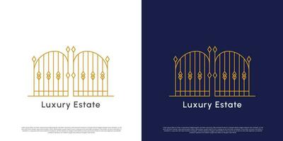 prime Royal porte logo conception illustration. linéaire porte bâtiment. élégant conception luxe moderne extérieur meubles. vecteur
