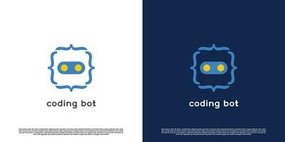 code codage bot robot codage bot logo conception illustration. moderne codeur robot silhouette dans technologie. Facile mascotte personnage conception. adapté pour entreprise la toile ou app Icônes. vecteur