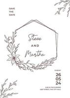 floral mariage invitation modèle avec biologique main tiré feuilles et fleurs décoration vecteur