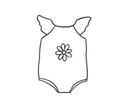 bébé mignonne le maillot de corps griffonnage. contour esquisser bébé fille vêtements isolé sur blanc vecteur