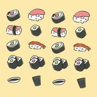 Sushi griffonnage vecteur illustration pack