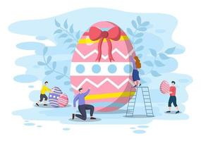 joyeux jour de Pâques fond d'illustration design plat pour affiche, invitation et carte de voeux. concept de lapin et oeufs. vecteur