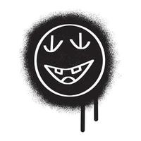 souriant visage émoticône pochoir graffiti avec noir vaporisateur peindre vecteur