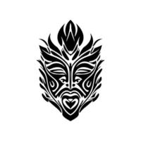 vecteur dessin de une polynésien masque tatouage dans noir et blanche.