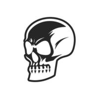 une vecteur logo de une noir et blanc crâne.