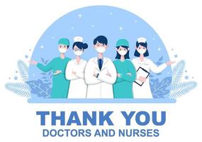 merci médecin et infirmière, pack d'illustrations de remerciement à tous les assistants médicaux pour avoir combattu le coronavirus et sauvé beaucoup de vies vecteur