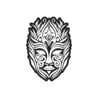 vecteur illustration de une polynésien masque tatouage dans noir et blanche.