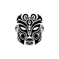 vecteur illustration de une polynésien masque tatouage avec noir et blanc tons.