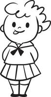 dessin animé femelle étudiant griffonnage kawaii anime coloration page mignonne illustration clipart personnage chibi manga bande dessinée dessin ligne art gratuit Télécharger vecteur