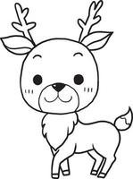 cerf animal dessin animé griffonnage kawaii anime coloration page mignonne illustration dessin agrafe art personnage chibi manga bande dessinée vecteur