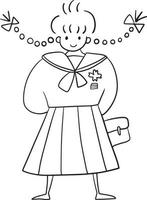femme noir robe dessin animé griffonnage kawaii anime coloration pages mignonne illustration clipart personnage chibi manga bande dessinée dessin patin ligne art gratuit Télécharger vecteur