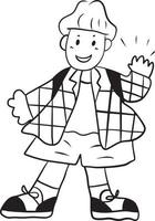 garçon dessin animé griffonnage kawaii anime mignonne illustration clipart personnage chibi manga bande dessinée dessin ligne art gratuit Télécharger vecteur