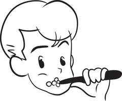 homme brossage les dents dessin animé griffonnage kawaii anime coloration page mignonne illustration dessin agrafe art personnage chibi manga vecteur