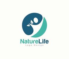 la nature logo ou éco logo conception avec une bleu cercle vecteur