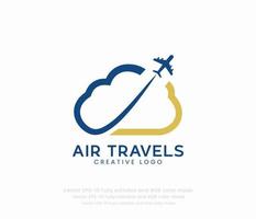 Voyage logo, avion logo ou en voyageant logo vecteur