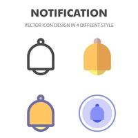 pack d'icônes de notification dans différents styles vecteur