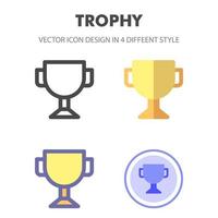 pack d'icônes de trophée dans différents styles vecteur