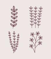 les plantes minimaliste tatouages vecteur