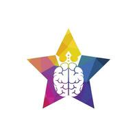 création de logo vectoriel roi intelligent. cerveau humain avec conception d'icône de couronne.