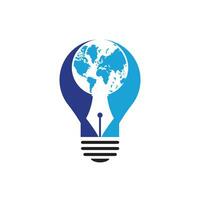 plume de stylo et vecteur de logo globe. logo de l'éducation. création de logo vectoriel institutionnel et éducatif.